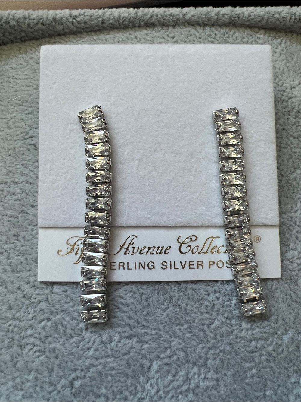 Fifth Avenue Collection Sterling Silver Clear Crystal Drop Earrings